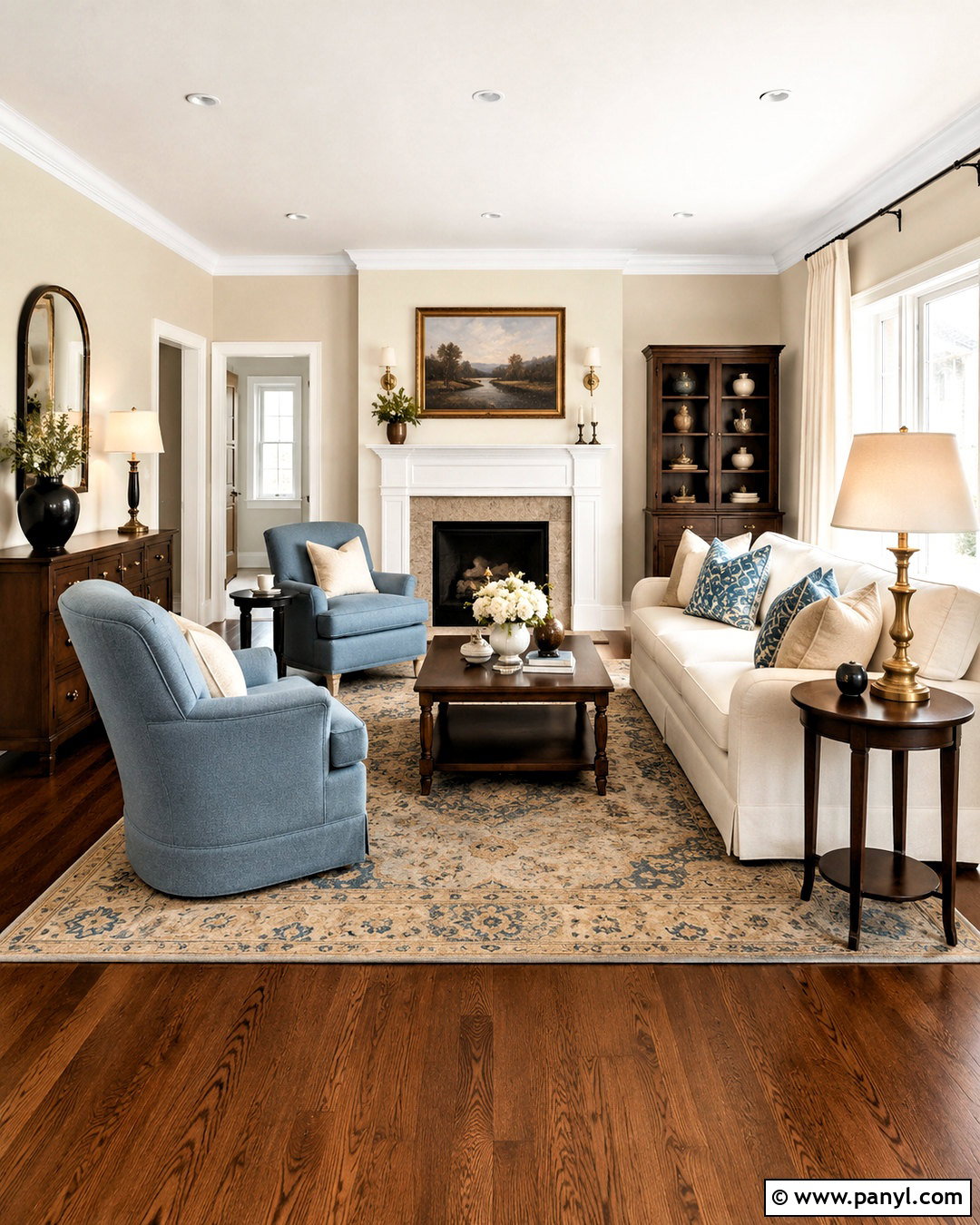 Buttercream Walls With Medium Walnut Floors - 20 Wood Floor Wall Color Ideas