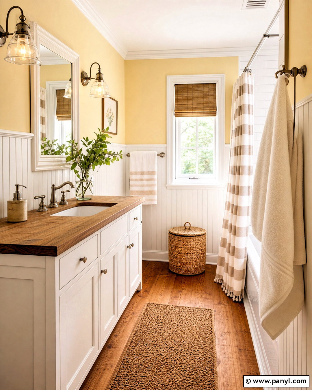 Buttercream Yellow Farmhouse Bathroom - 20 farmhouse bathroom paint colors
