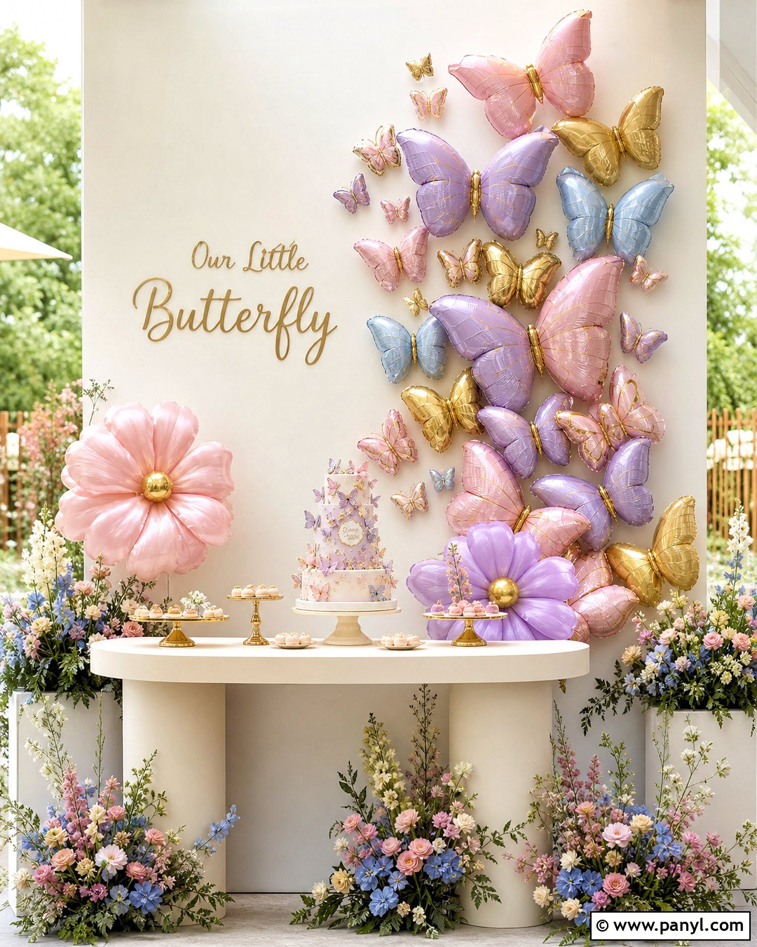 Butterfly Foil Balloon Wall - 20 foil balloon wall ideas