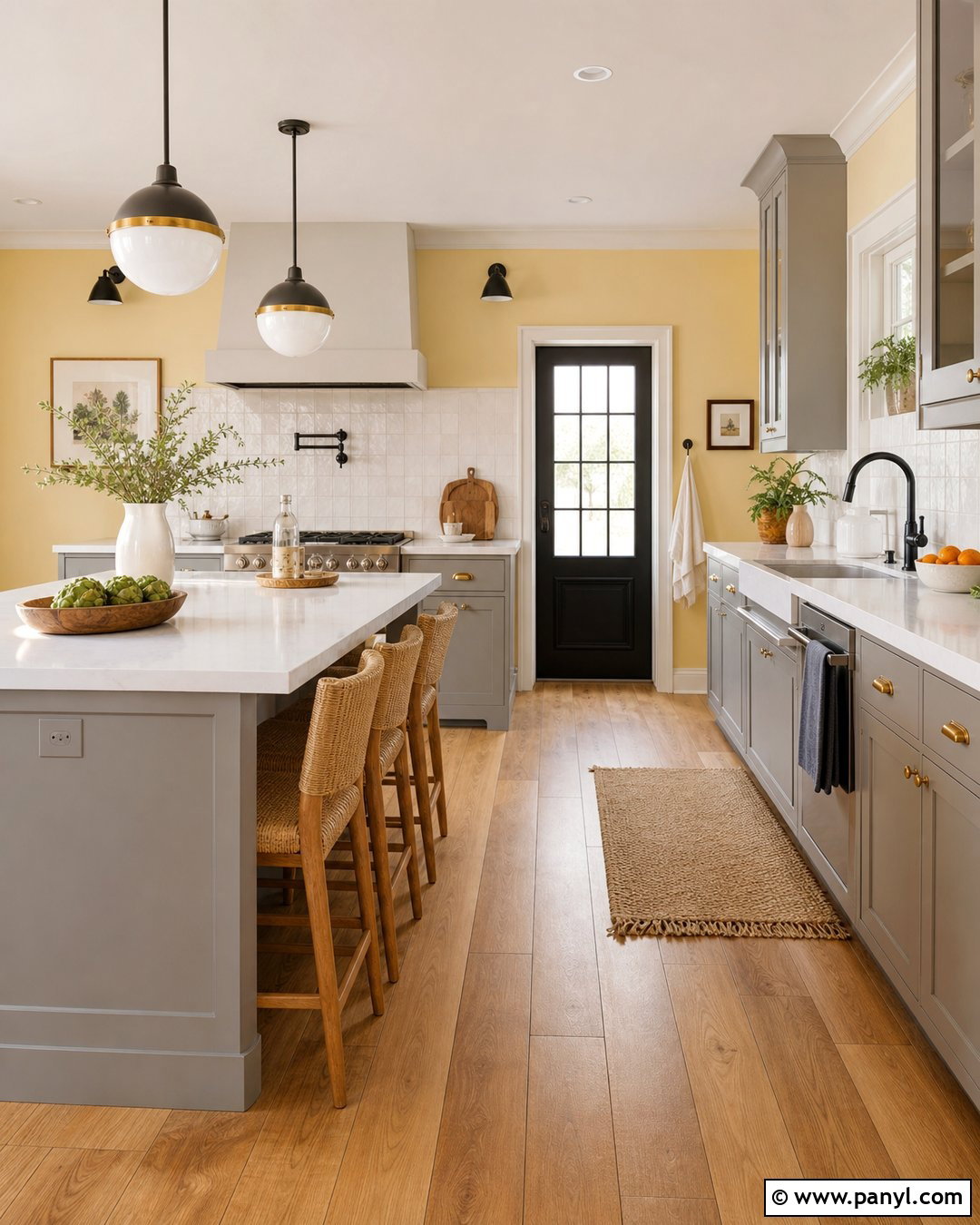Buttery Yellow Kitchen Walls - 35 Kitchen Wall Colors With Grey Cabinets