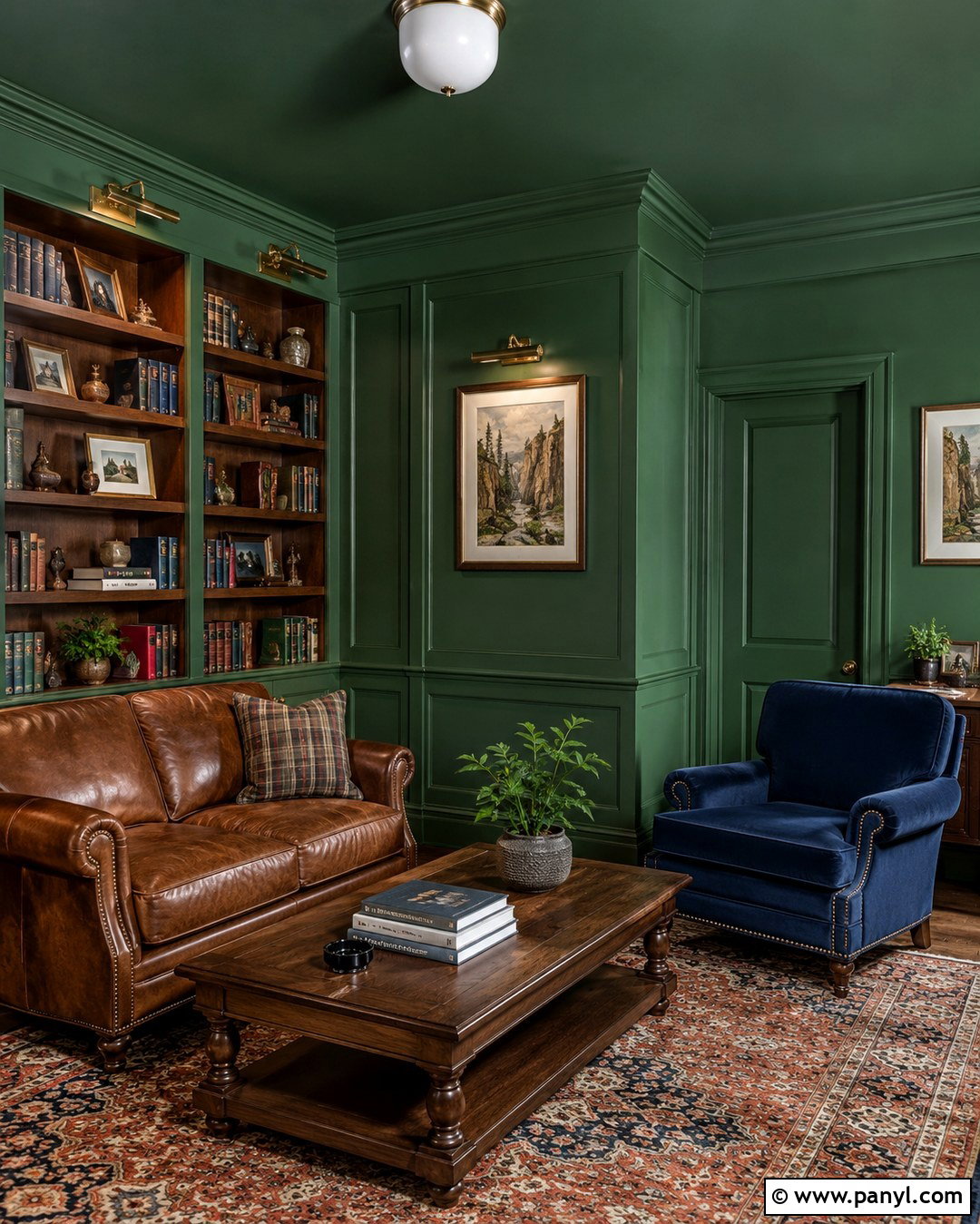 Cactus Green Color Drenched Room - 20 Cactus Green Wall Ideas
