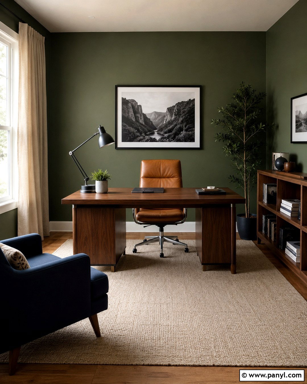 Cactus Green Home Office - 20 Cactus Green Wall Ideas
