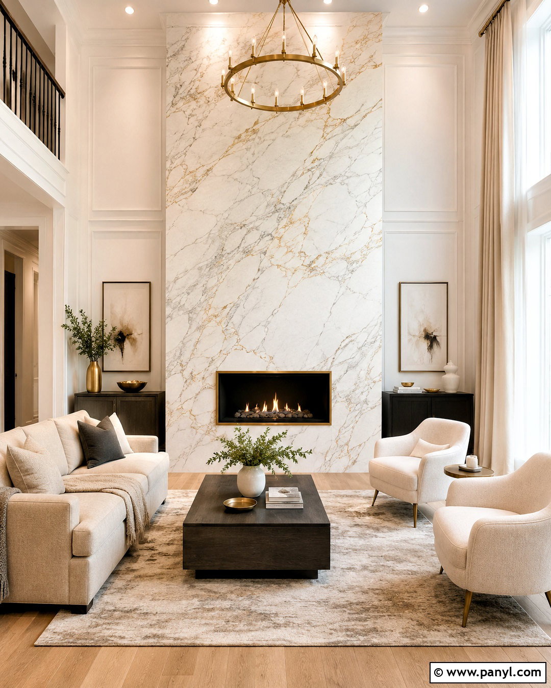 Calacatta Gold Marble Fireplace Wall - 20 marble wall design luxury ideas