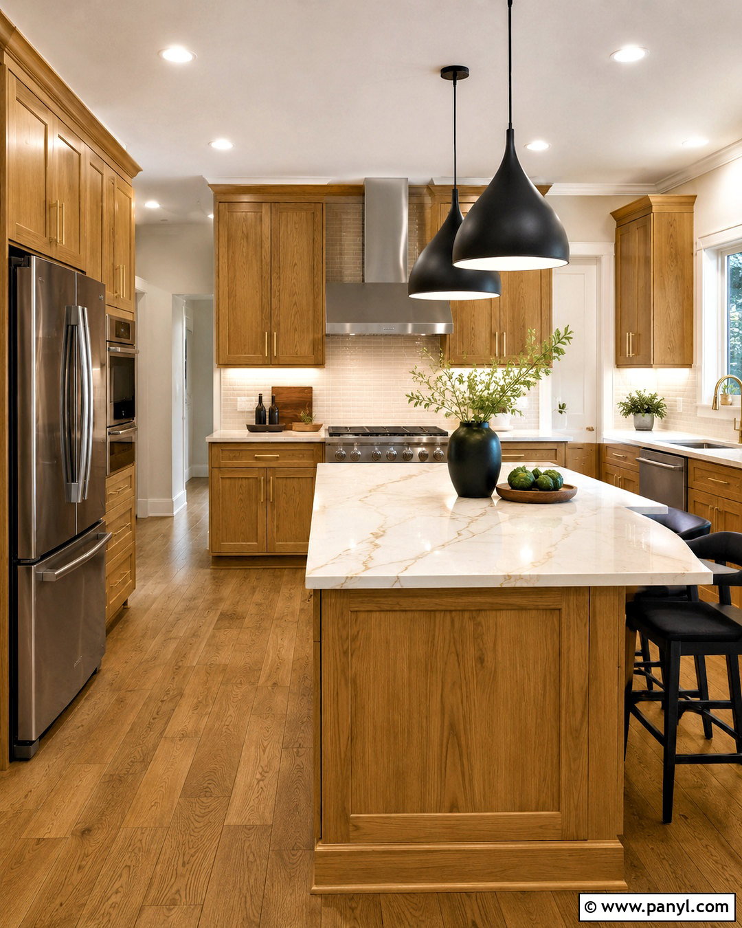 Calacatta Gold Quartz Countertops With Honey Oak Cabinets - 20 countertops with honey oak cabinets