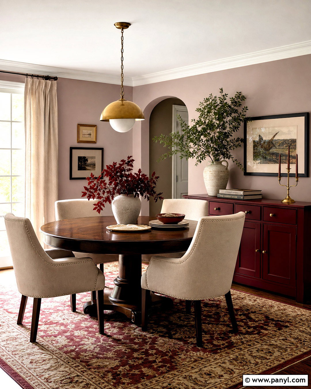 Calamine Dining Room With Red Accents - 20 farrow and ball calamine ideas