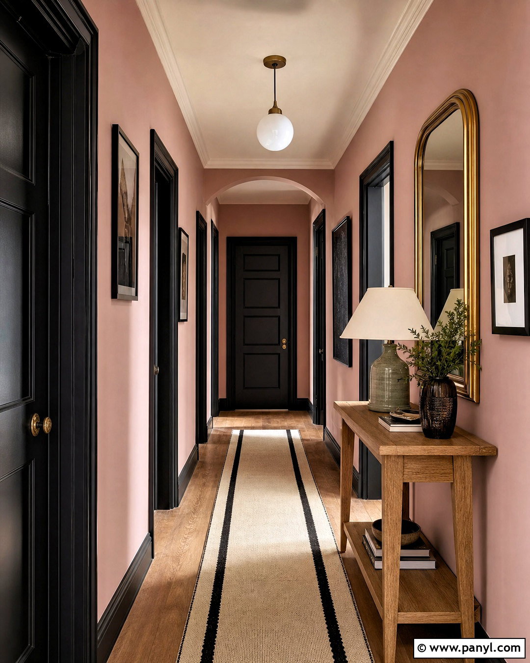 Calamine Hallway With Off-Black Doors - 20 farrow and ball calamine ideas