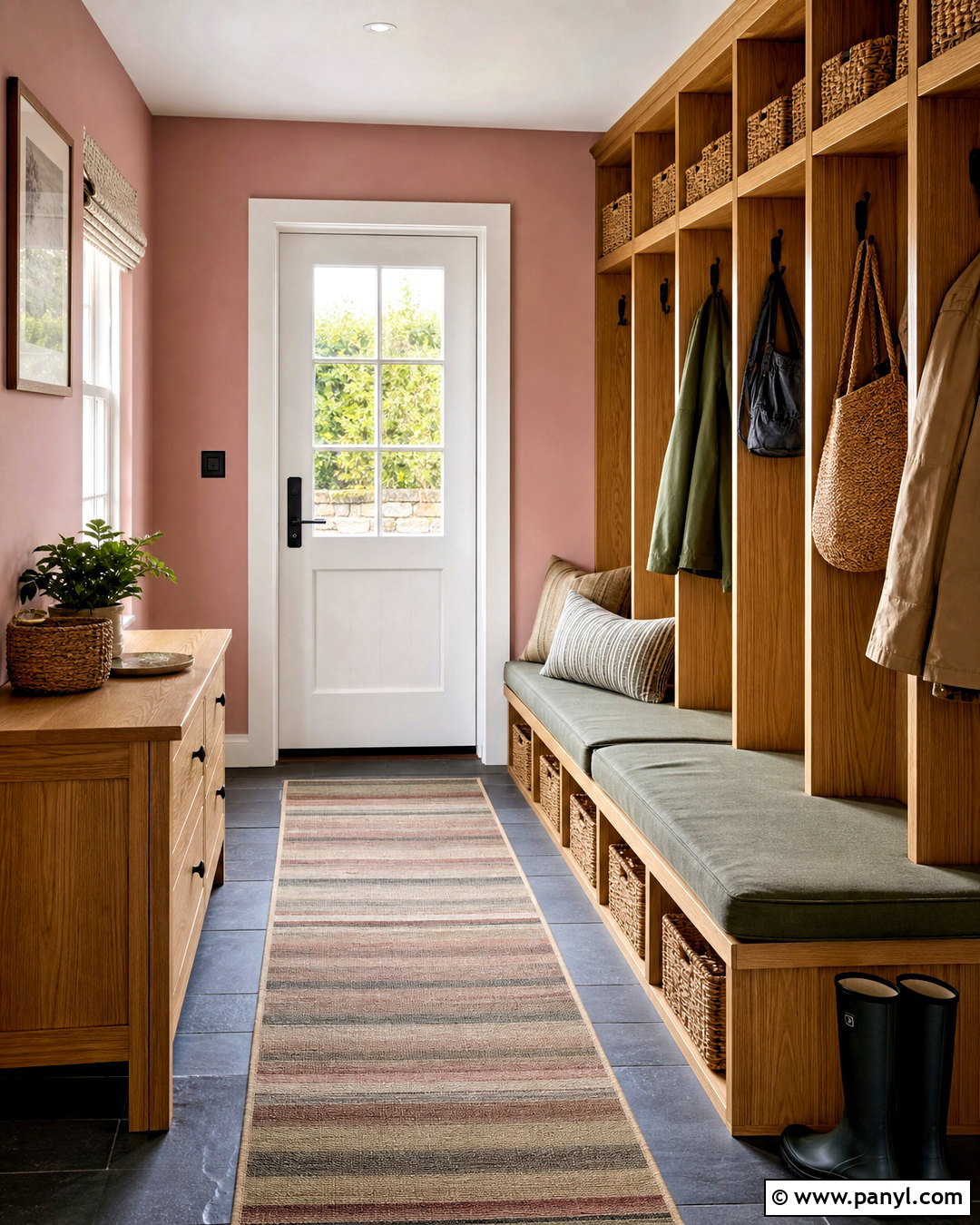 Calamine Mudroom With Oak Storage - 20 farrow and ball calamine ideas