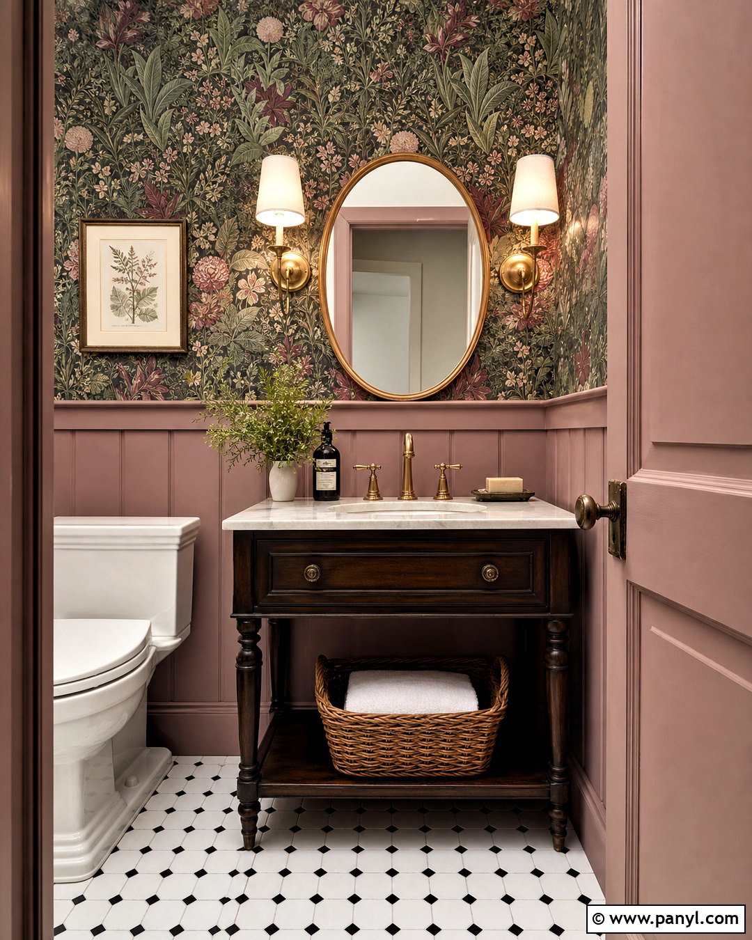 Calamine Powder Room With Wallpaper - 20 farrow and ball calamine ideas