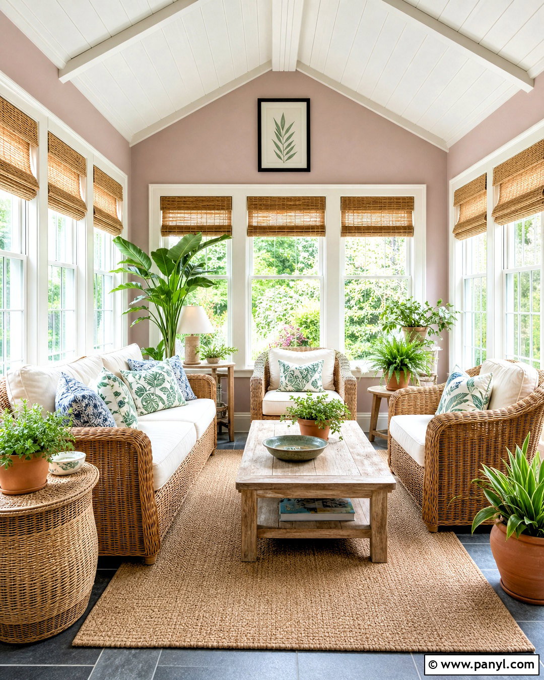 Calamine Sunroom With Rattan - 20 farrow and ball calamine ideas