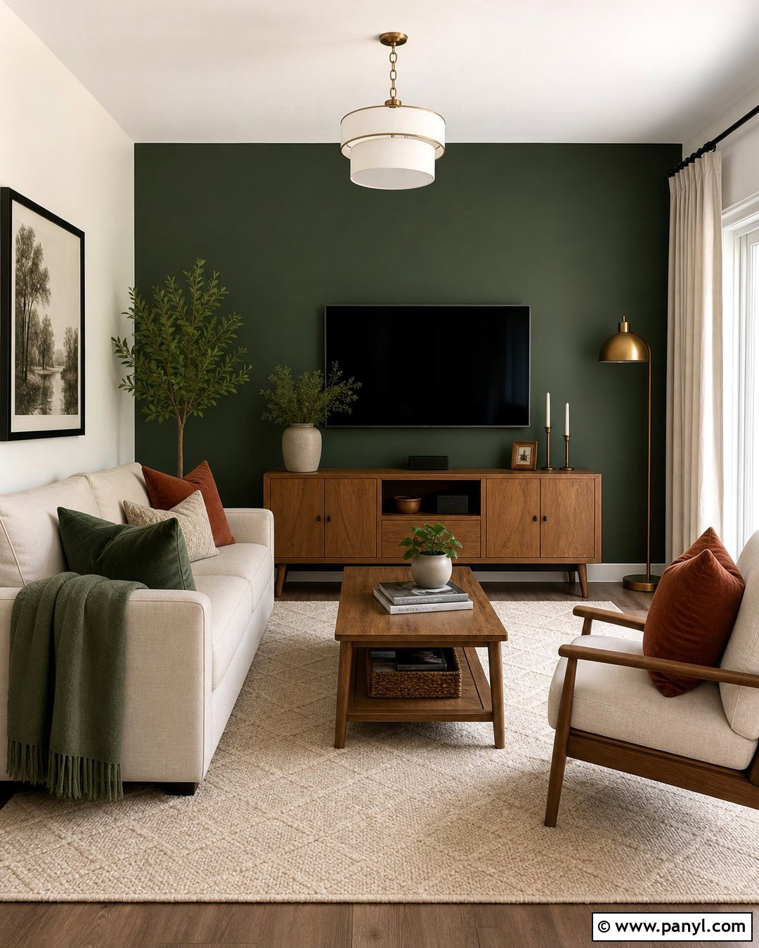 Caldwell Green Accent Wall With Oak Furniture - 35 caldwell green benjamin moore ideas