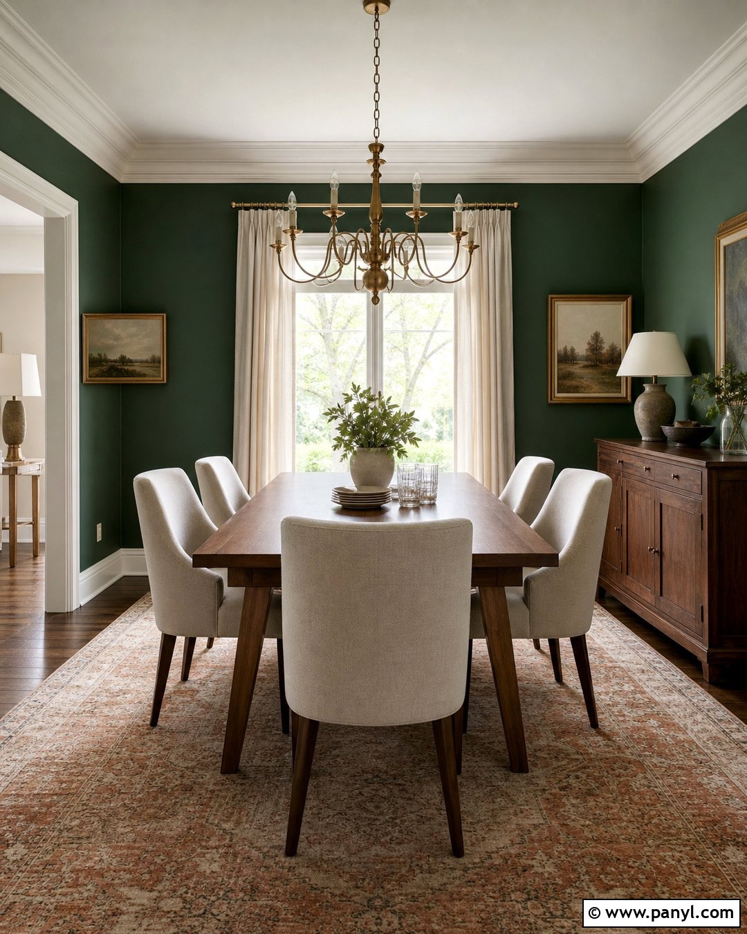 Caldwell Green Dining Room With Wood Table - 35 caldwell green benjamin moore ideas