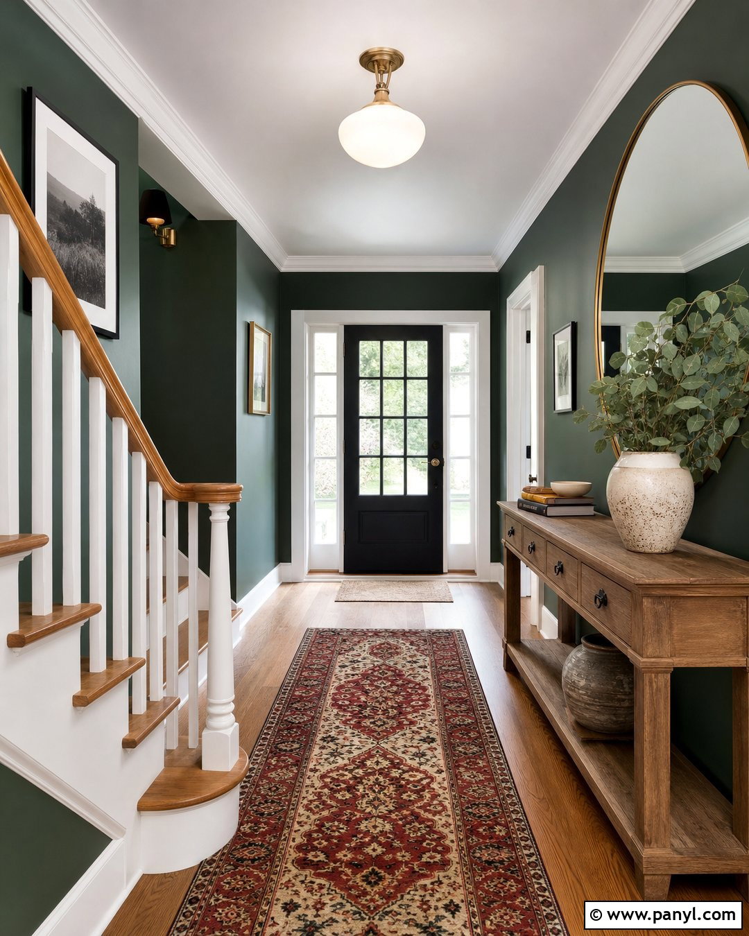 Caldwell Green Entryway With Staircase - 35 caldwell green benjamin moore ideas