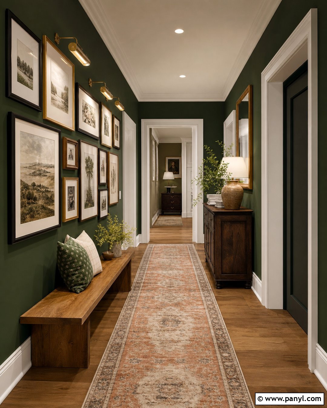 Caldwell Green Hallway With Gallery Wall - 35 caldwell green benjamin moore ideas