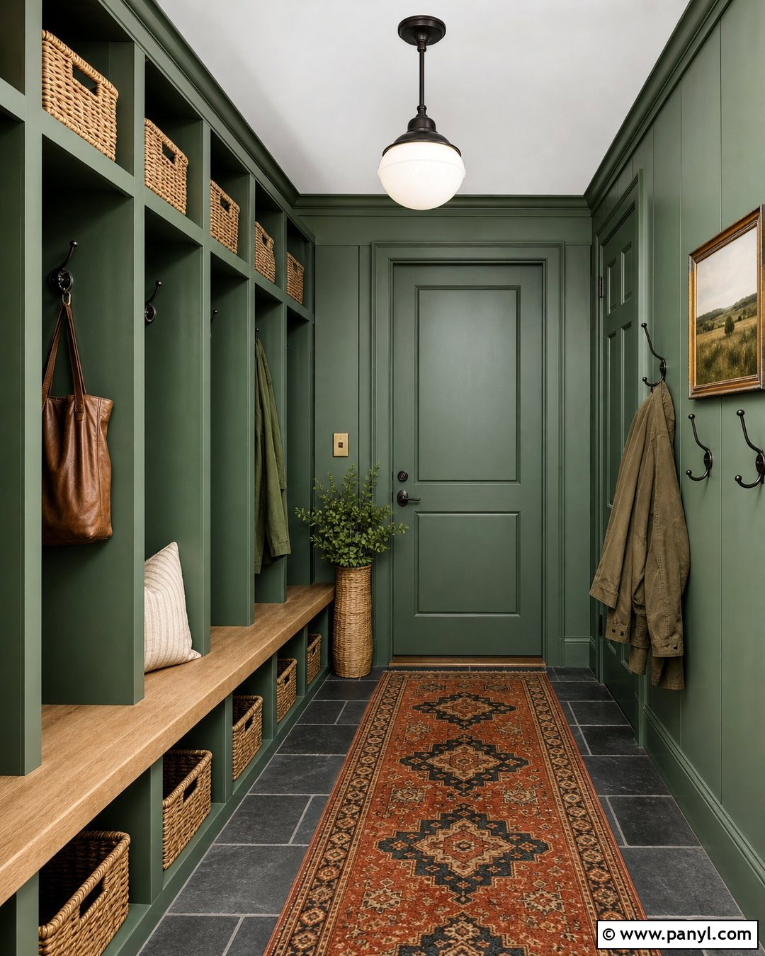 Caldwell Green Mudroom With Wood Bench - 35 caldwell green benjamin moore ideas