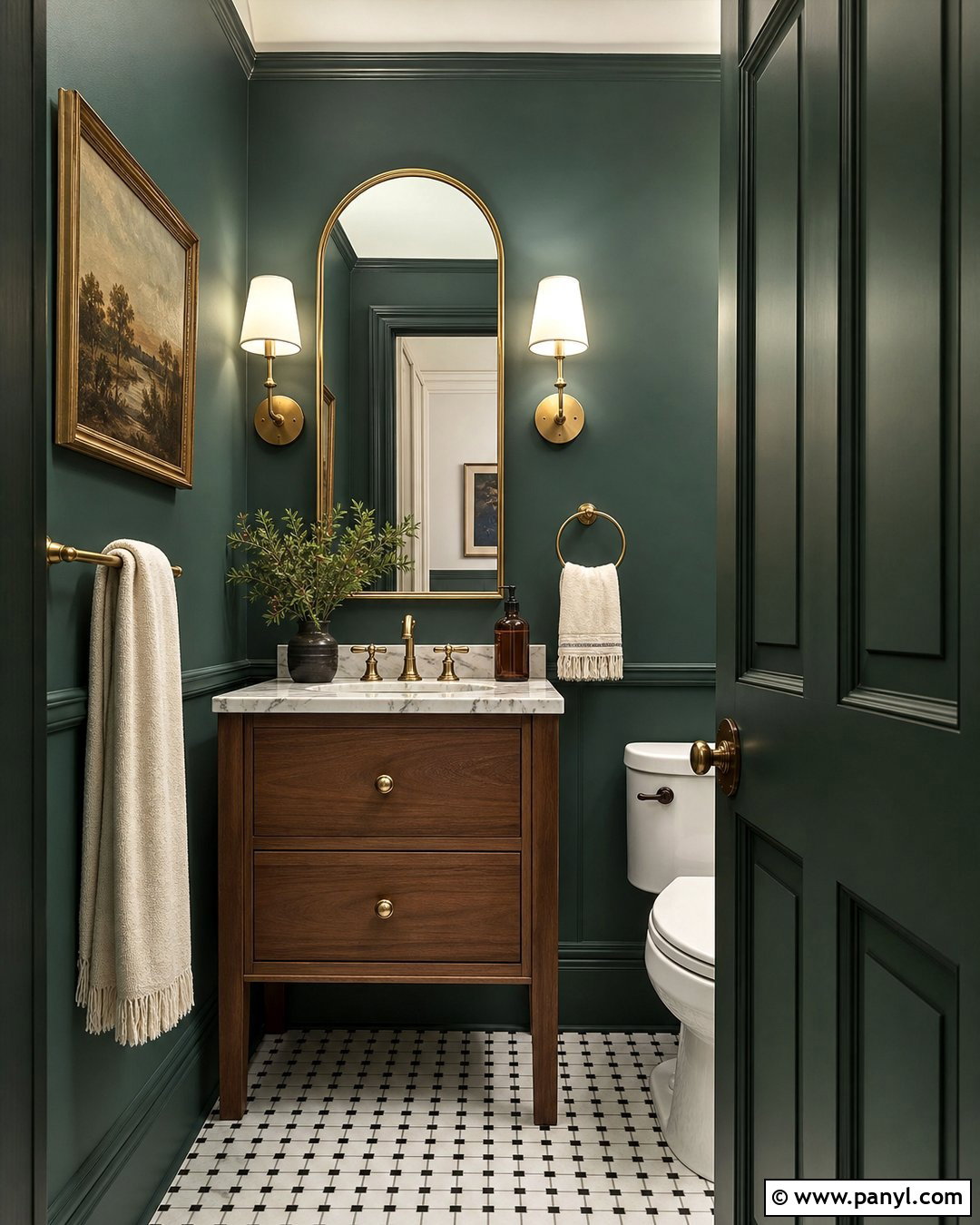 Caldwell Green Powder Room With Brass - 35 caldwell green benjamin moore ideas