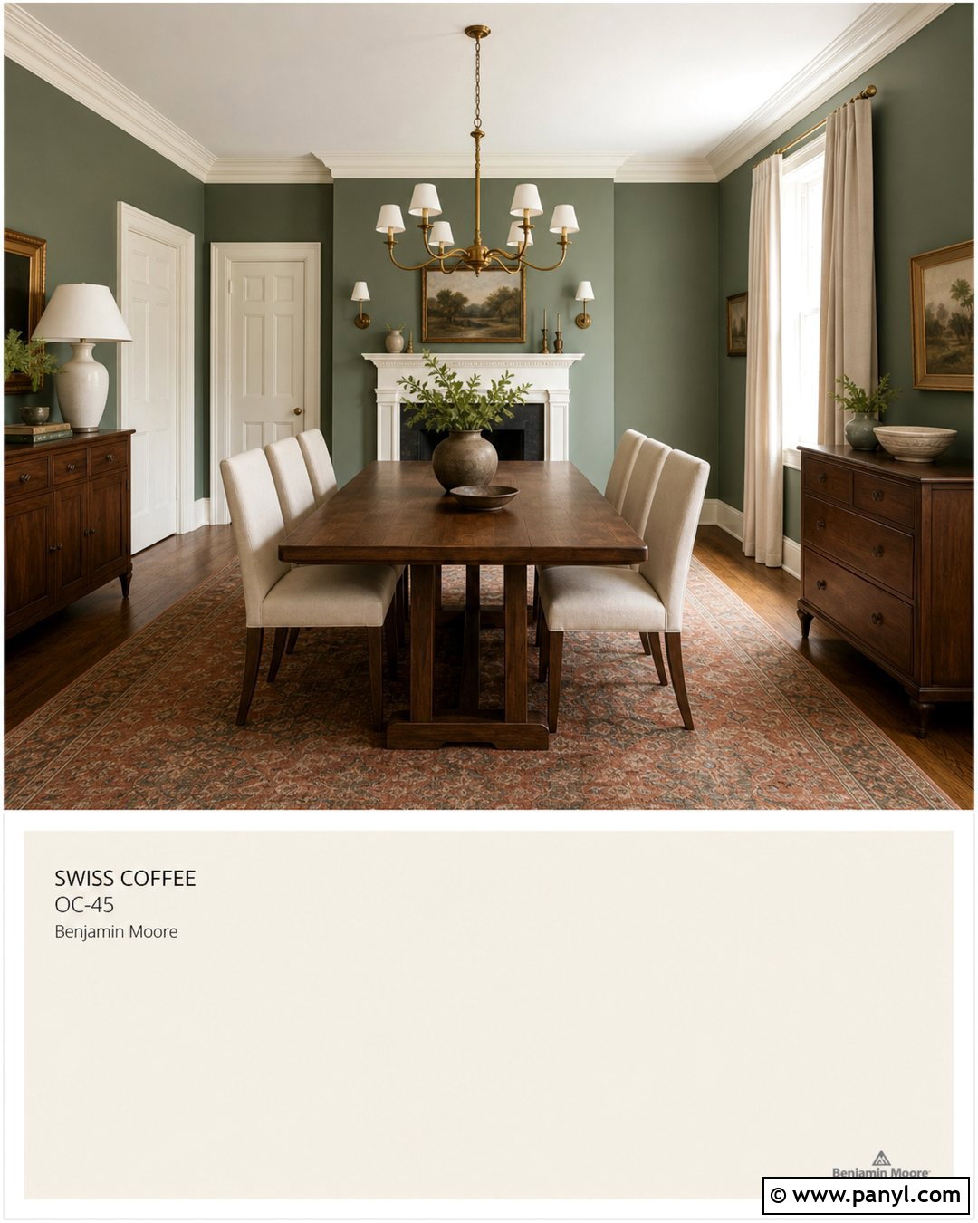 Caldwell Green With Swiss Coffee - 45 swiss coffee coordinating colors