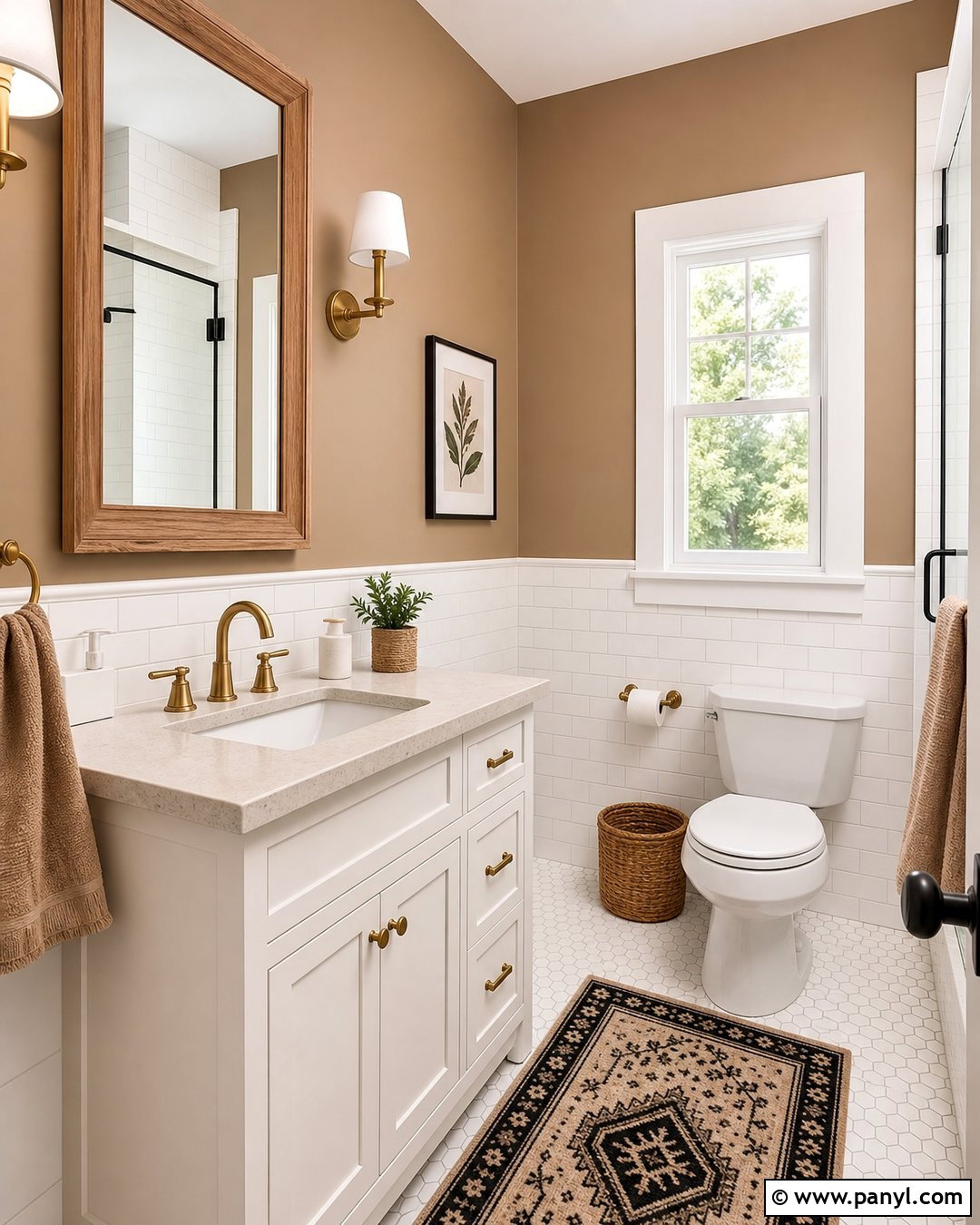 Camel Bathroom With White Tile - 25 Camel Wall Color Ideas