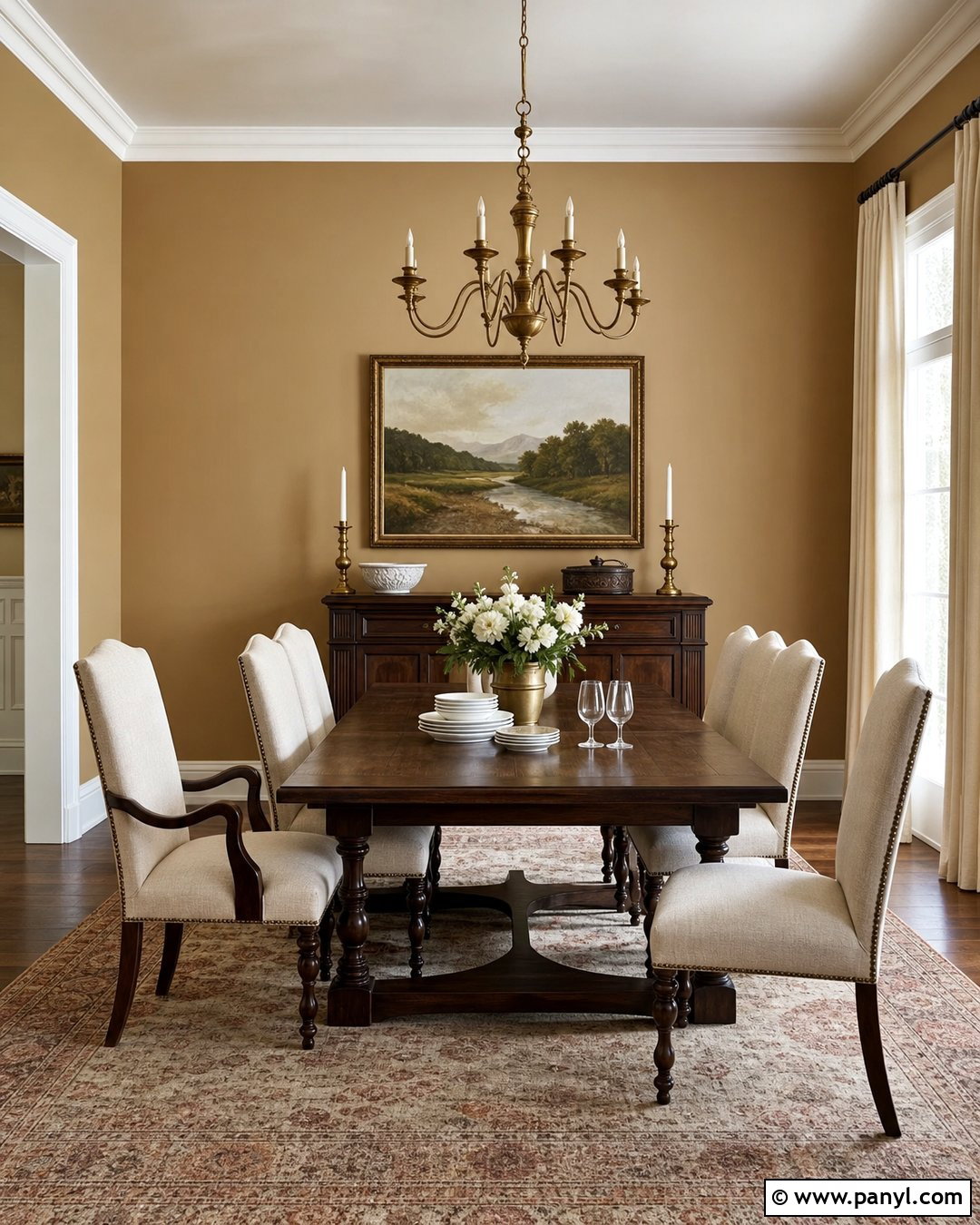 Camel Dining Room With Dark Wood - 25 Camel Wall Color Ideas