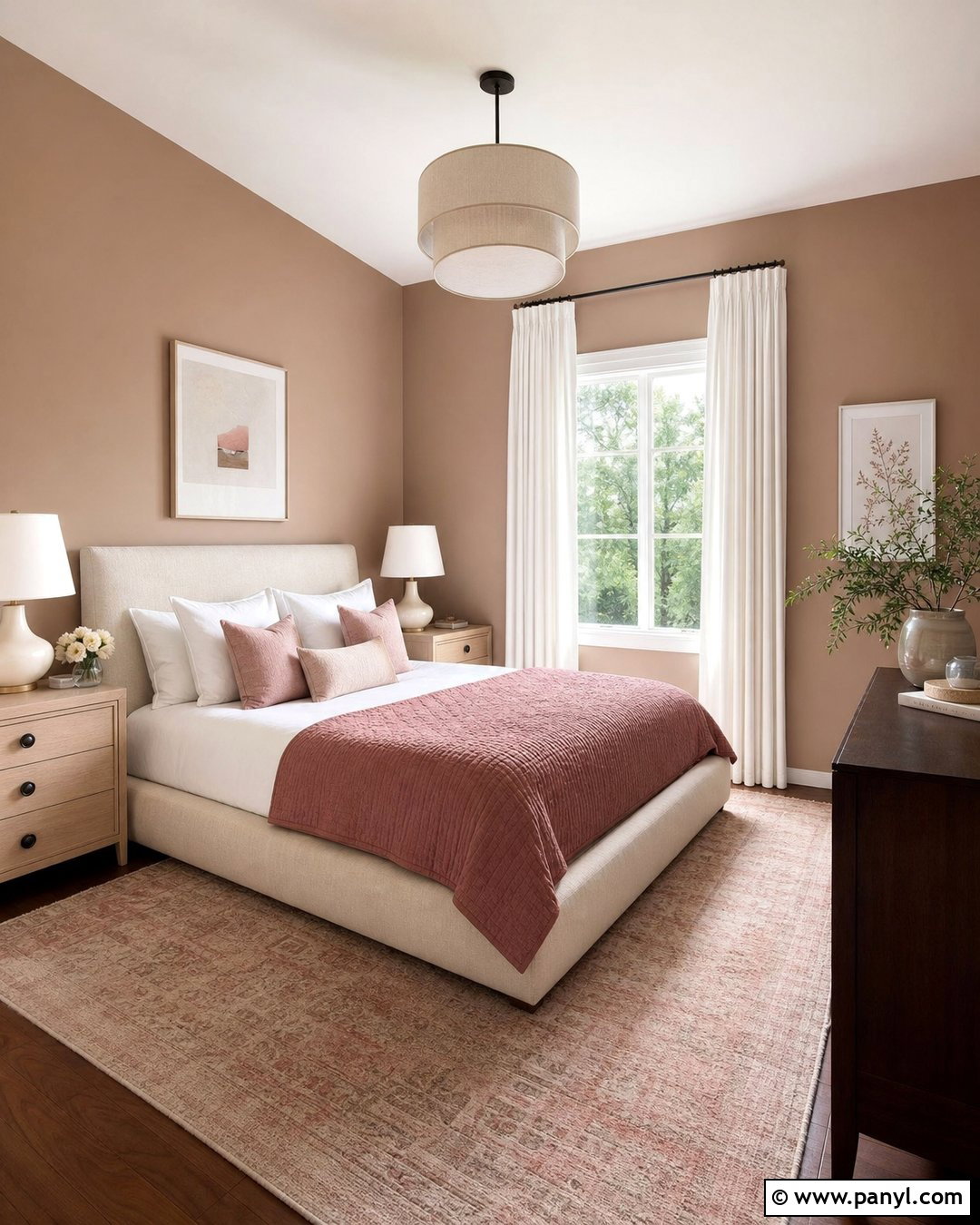 Camel Guest Room With Blush Pink - 25 Camel Wall Color Ideas