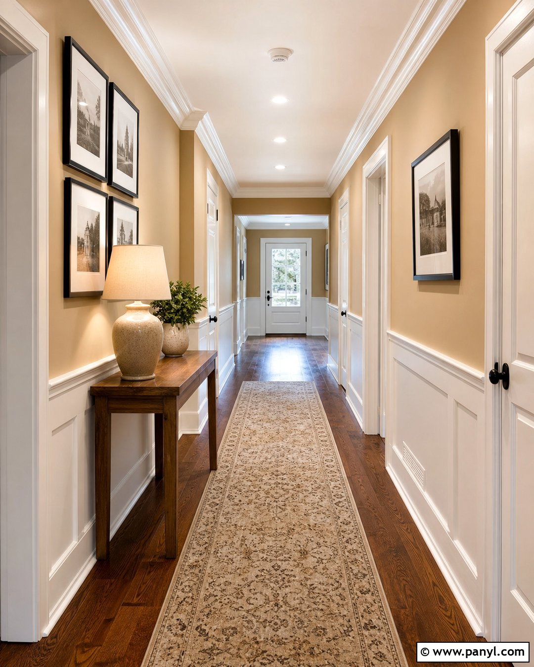 Camel Hallway With White Wainscoting - 25 Camel Wall Color Ideas