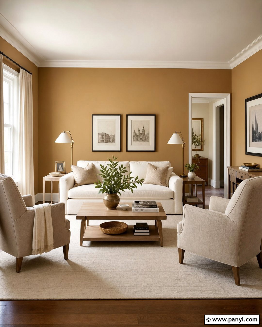 Camel Living Room With Cream Furniture - 25 Camel Wall Color Ideas