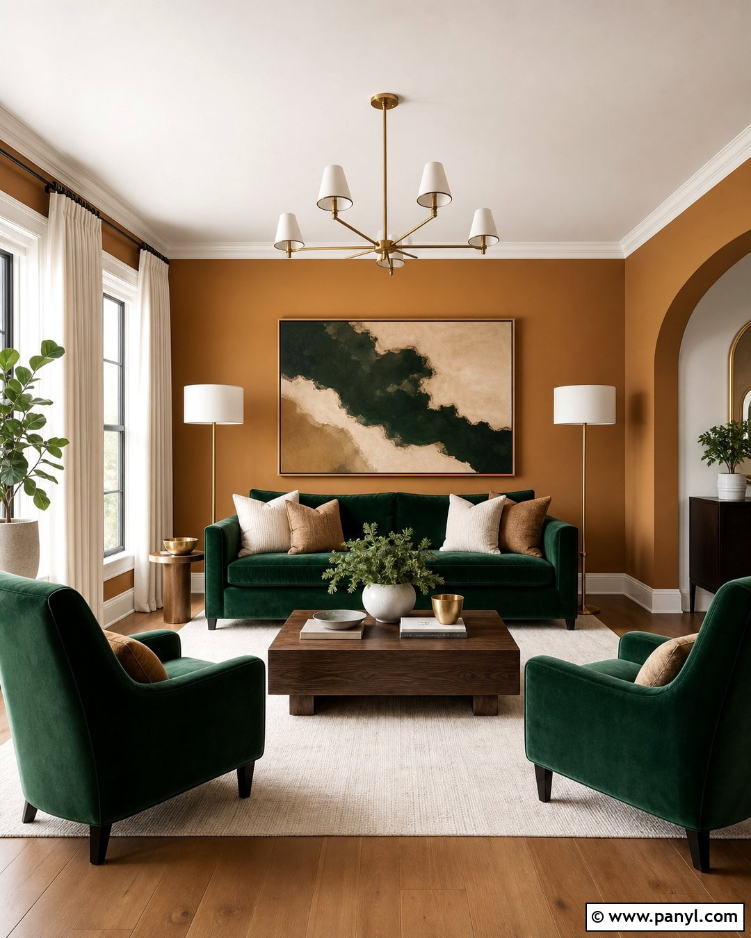 Camel Walls With Emerald Green - 25 Camel Wall Color Ideas