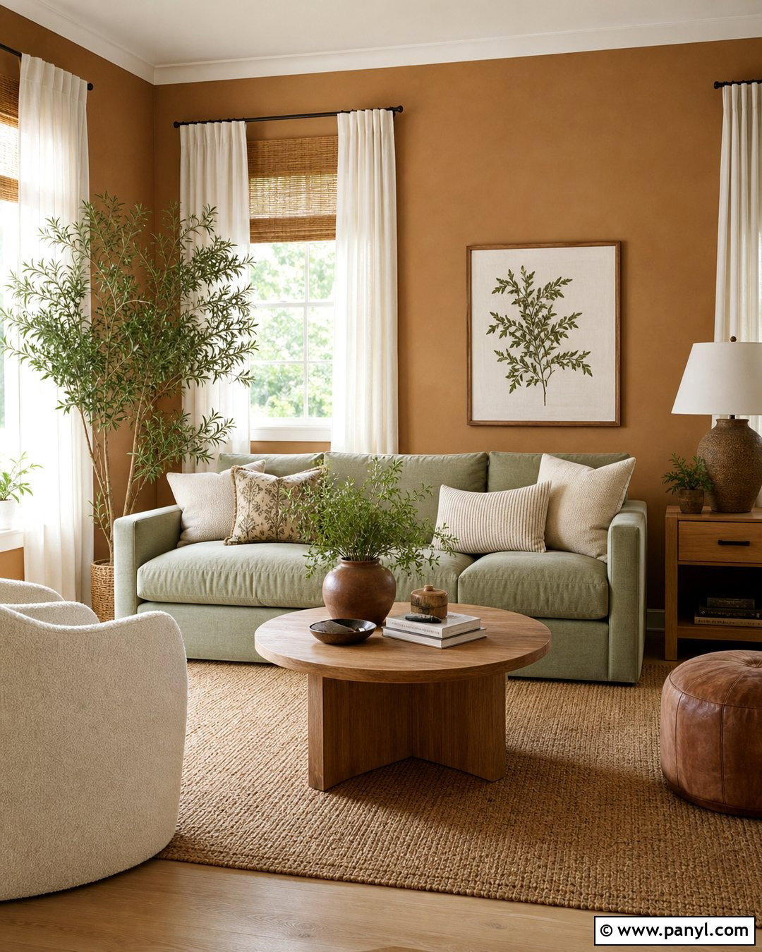 Camel Walls With Sage Green Furniture - 25 Camel Wall Color Ideas