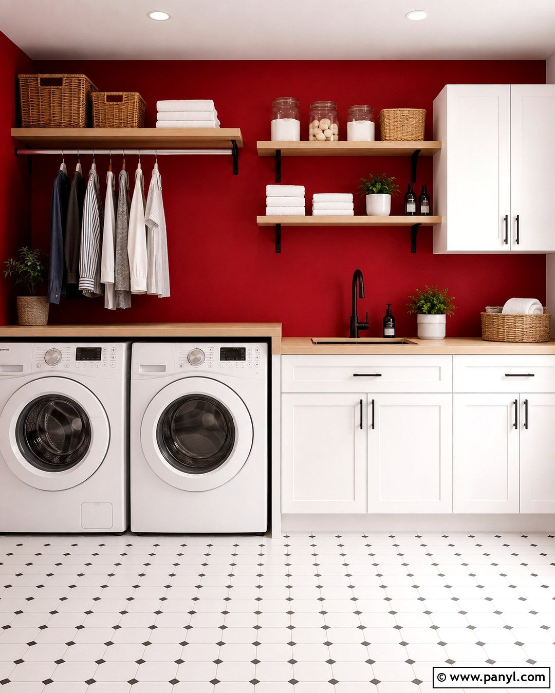 Candy Apple Red Laundry Room Wall - 20 Vibrant Red Wall Color Ideas