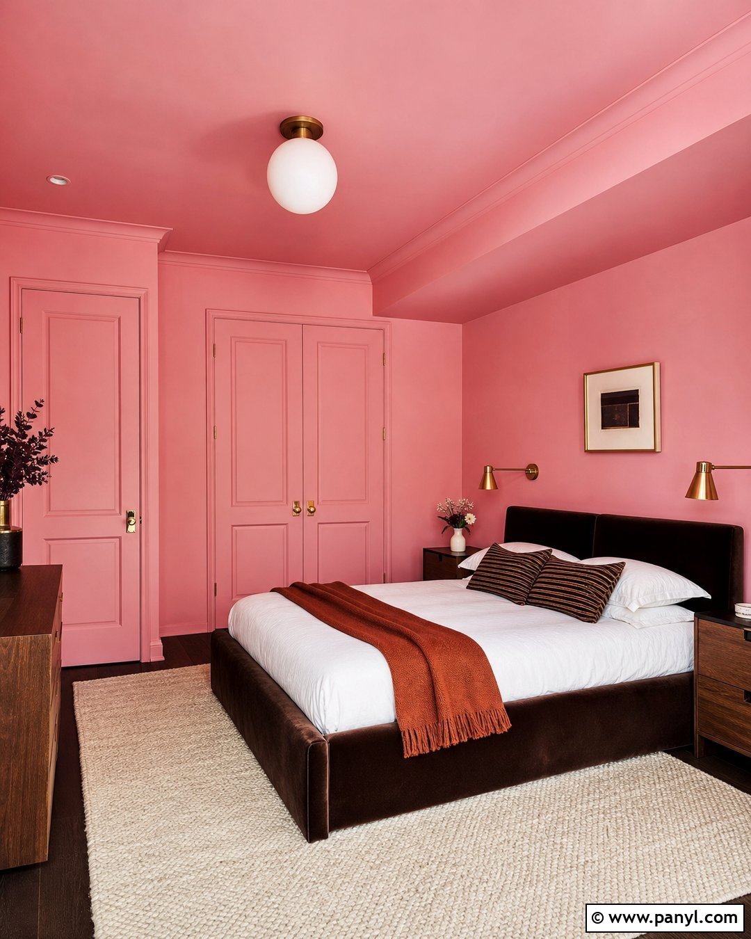 Candy Pink Color-Drenched Bedroom - 20 Candy Pink Wall Paint Ideas