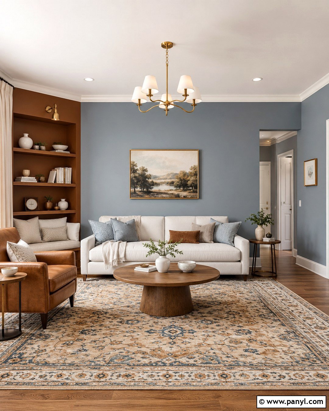 Caramel And Pale Blue Hall Walls - 20 Colour Combinations For Hall Wall Ideas