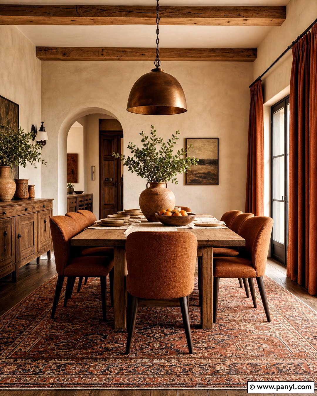 Caramel Brown And Terracotta Dining Room - 20 brown color palette ideas