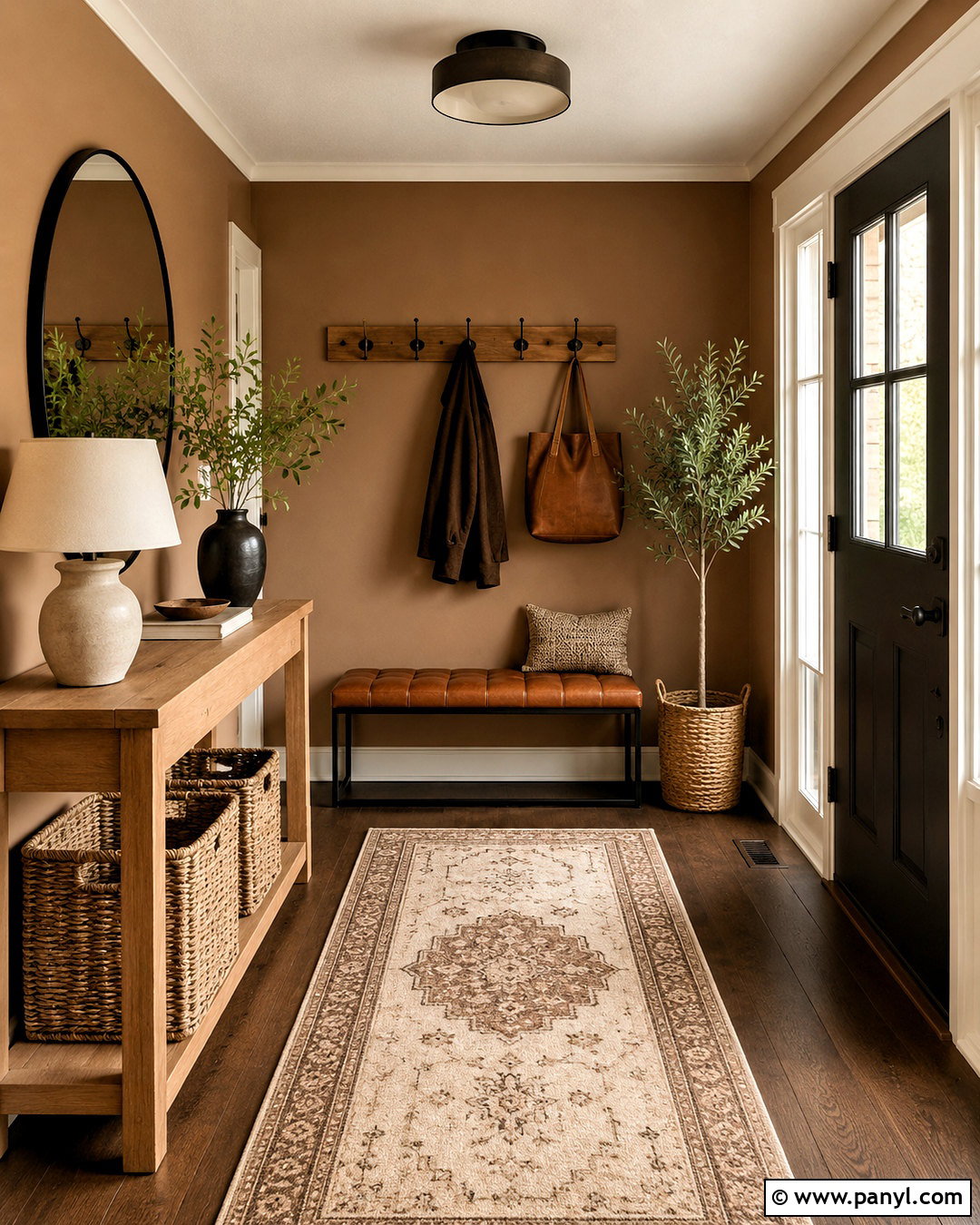 Caramel Brown Entryway - 20 brown home aesthetic ideas