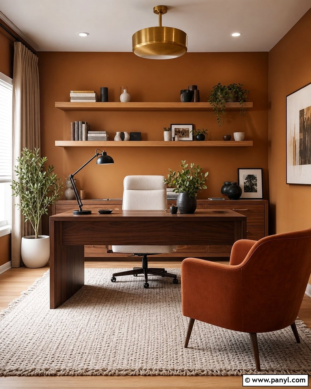 Caramel Brown Home Office Wall - 20 Brown Orange Wall Color Ideas