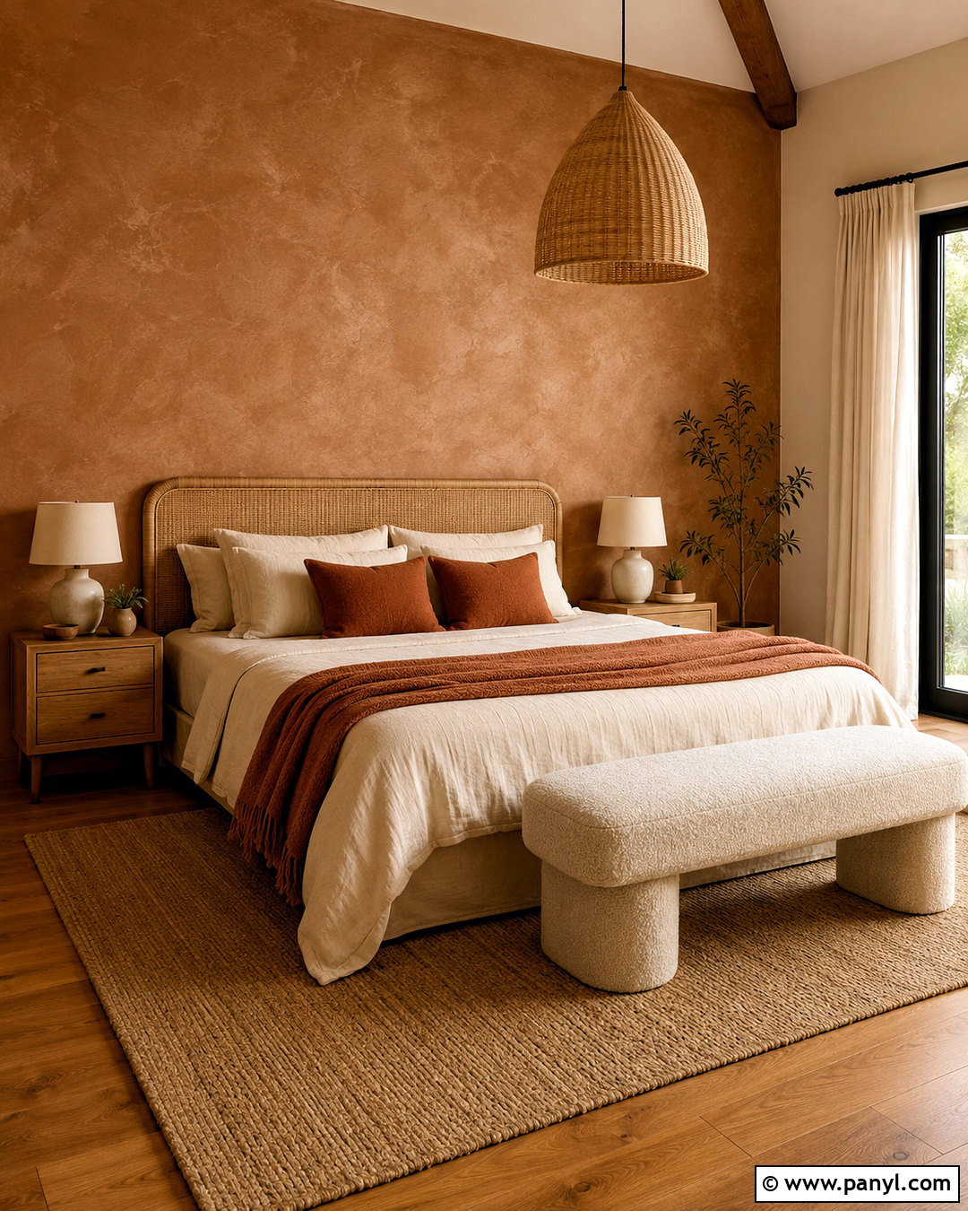 Caramel Brown Limewash Bedroom - 20 brown limewash wall ideas