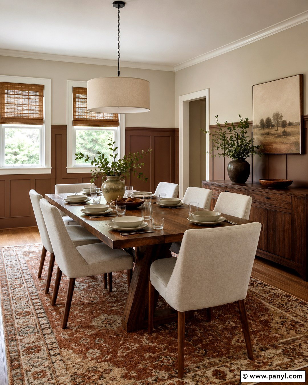 Caramel Brown and Beige Dining Room Walls - 20 Two Tone Brown Walls