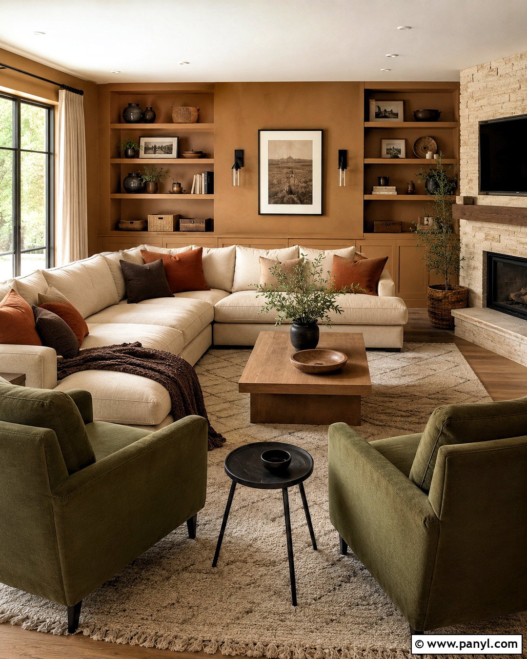 Caramel Family Room Walls - 20 Warm Earthy Tone Walls