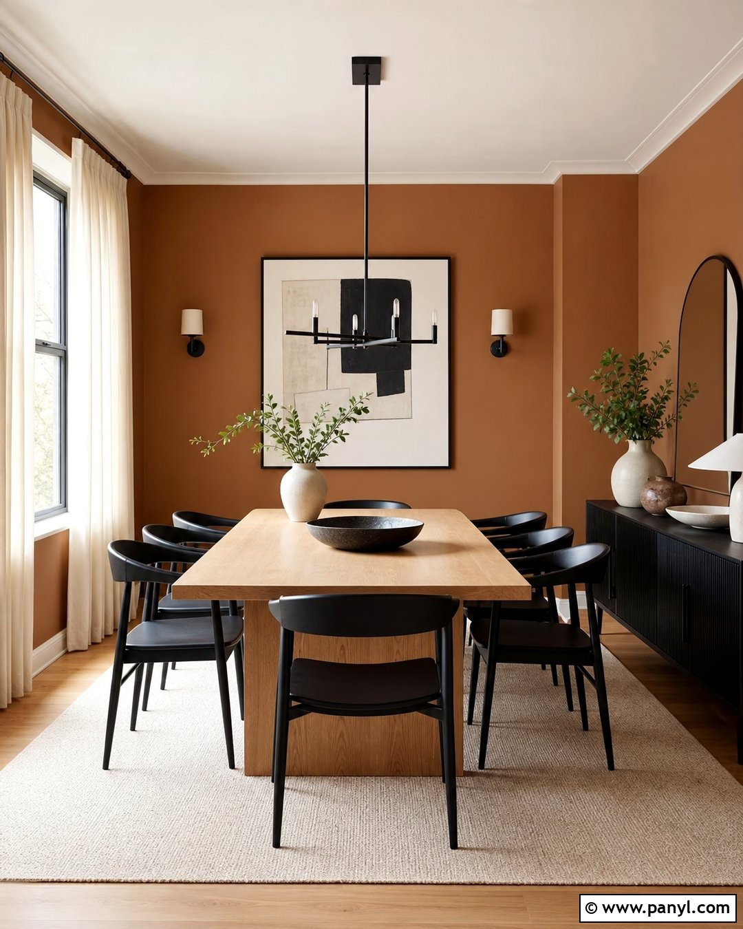 Caramel Walls Dining Room With Black Accents - 25 caramel walls