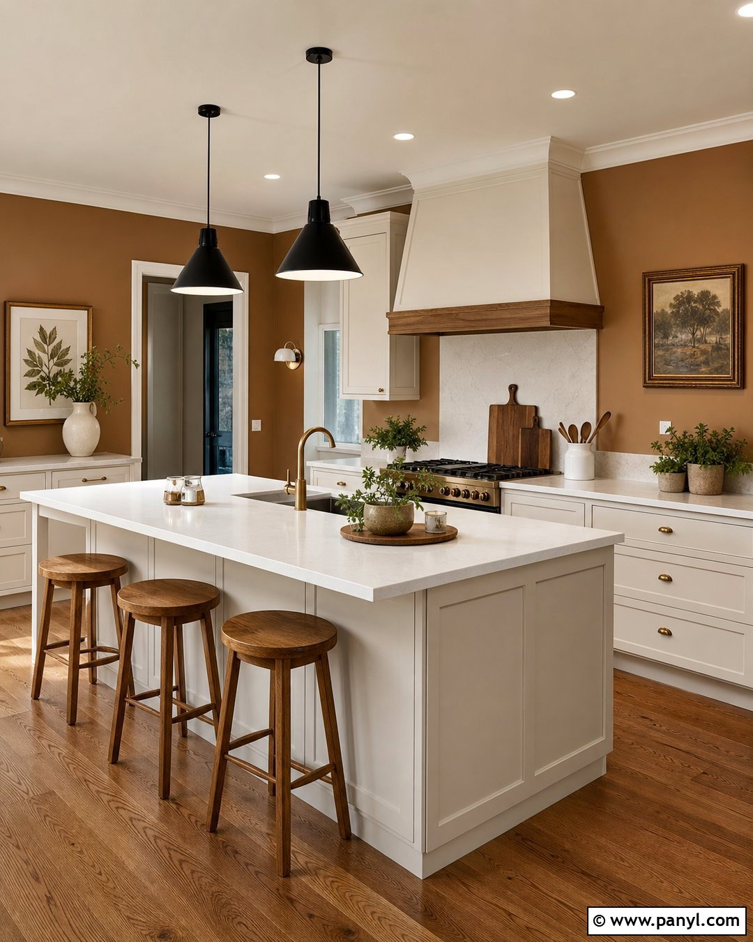 Caramel Walls Kitchen With Cream Cabinets - 25 caramel walls