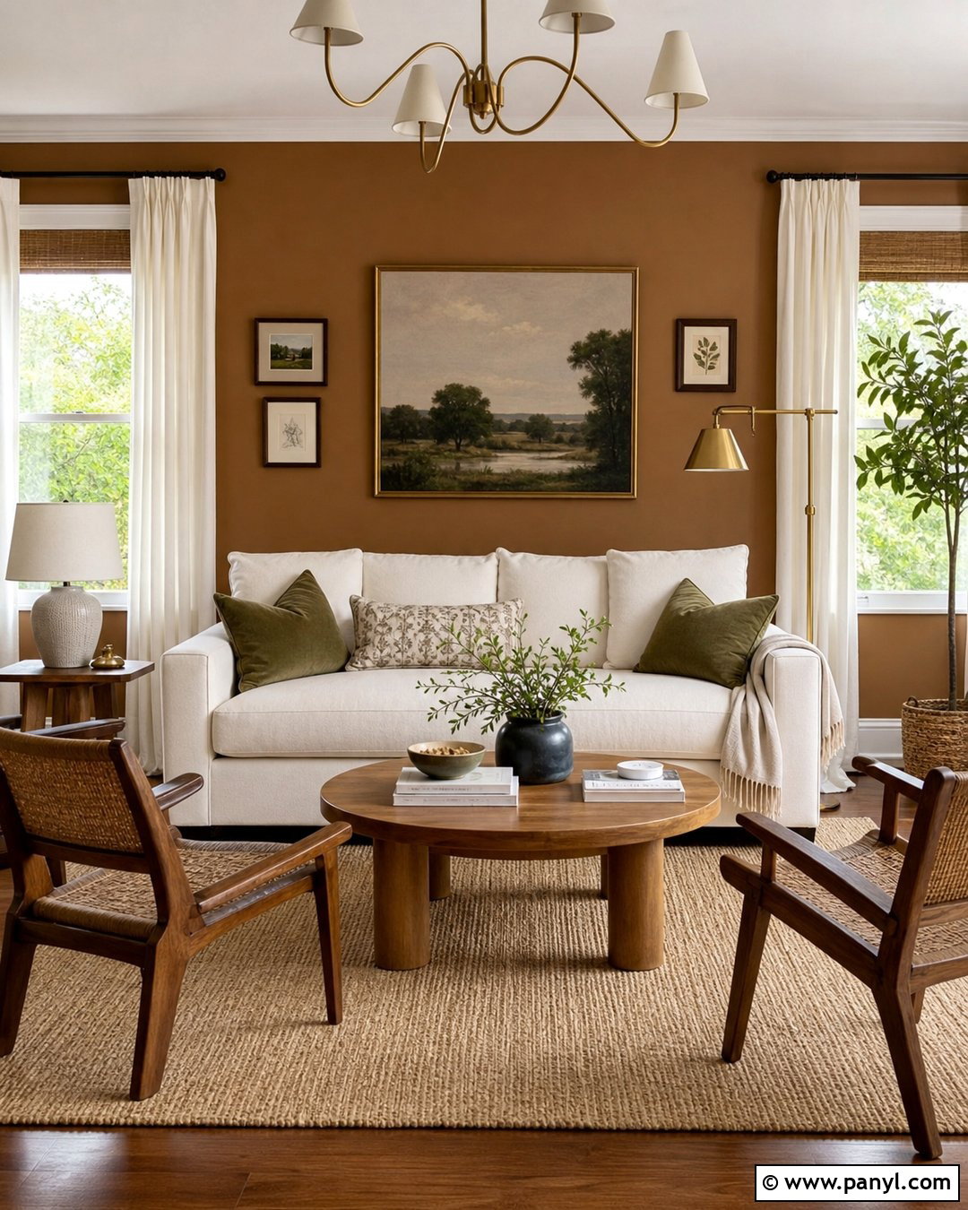 Caramel Walls Living Room With Cream Sofa - 25 caramel walls