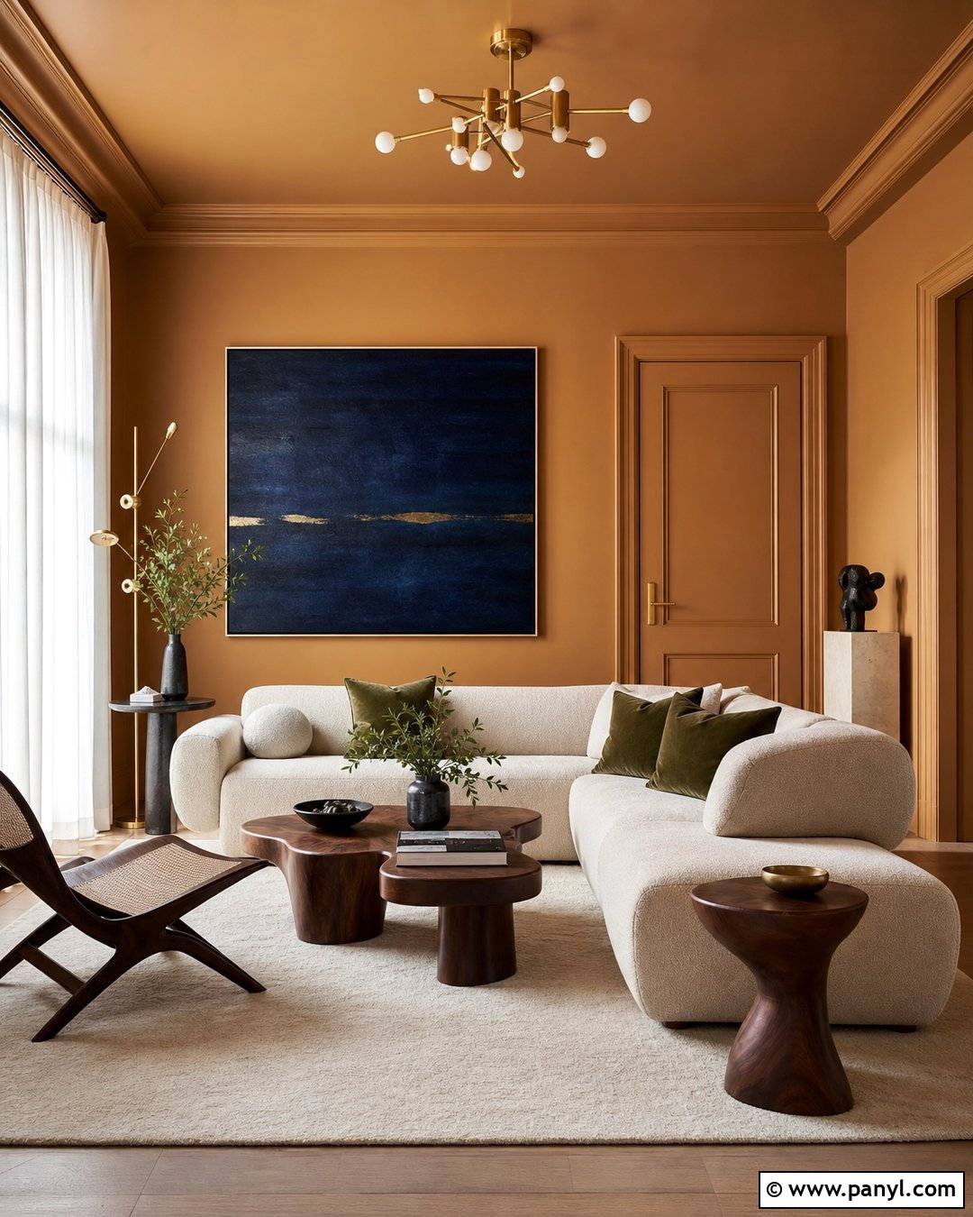 Caramel Walls With Color-Drenched Trim - 25 caramel walls