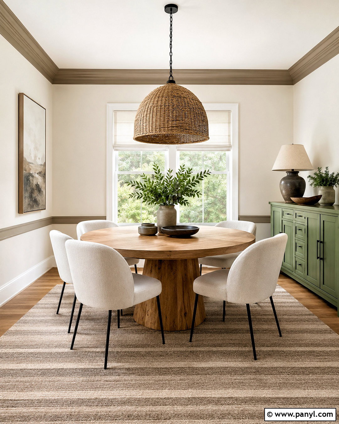 Casual Dining Room With Taupe Trim - 35 Taupe Trim White Walls