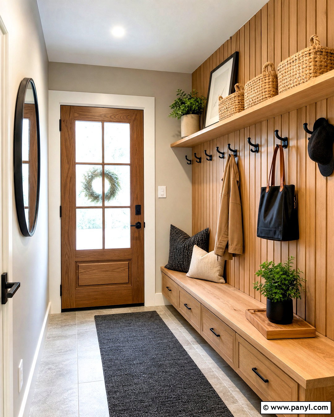 Cedar And Oak Entryway - 20 wood combination interior ideas