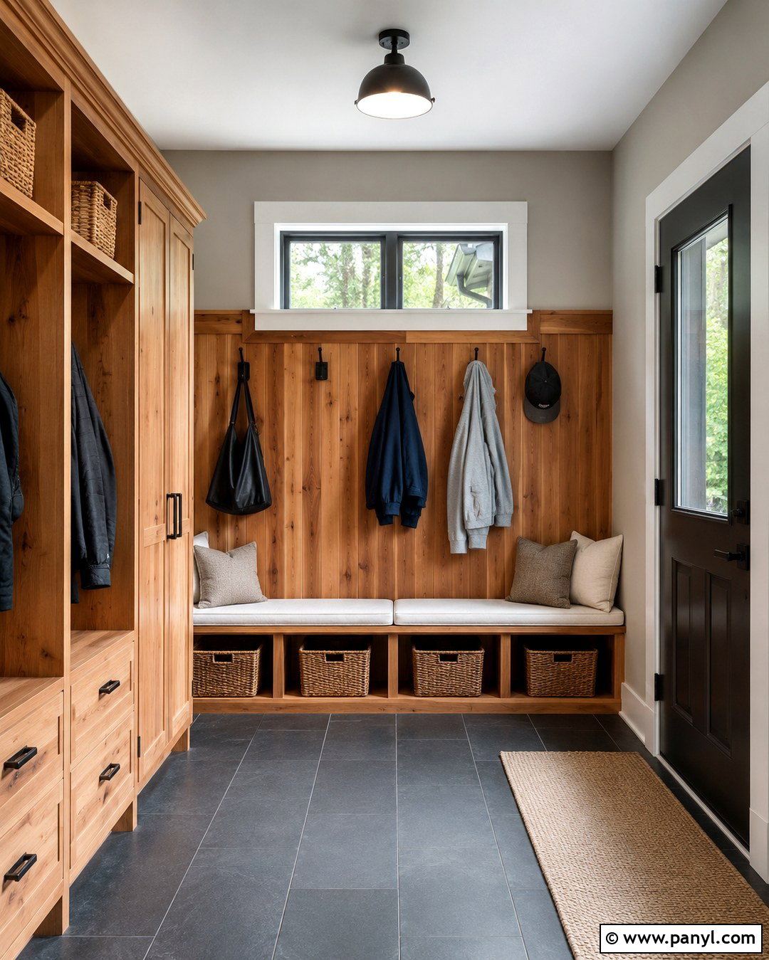 Cedar And Soft Gray Walls - 20 Wood And Wall Color Combination Ideas