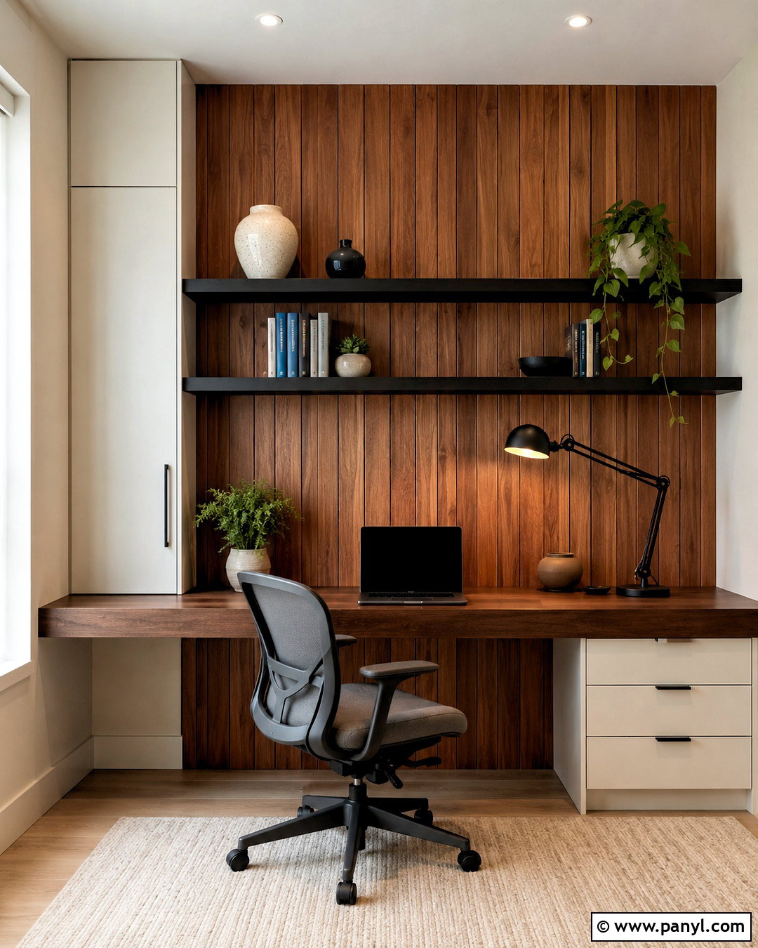 Cedar Home Office Wall - 20 cedar walls interior ideas
