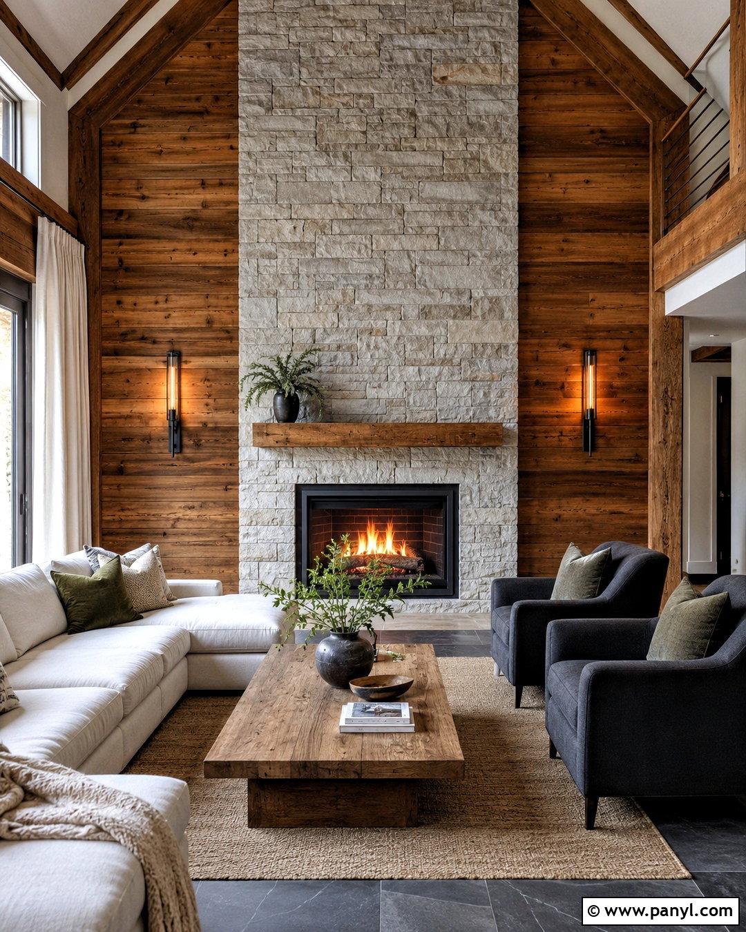 Cedar Wall With Stone Fireplace - 20 cedar walls interior ideas