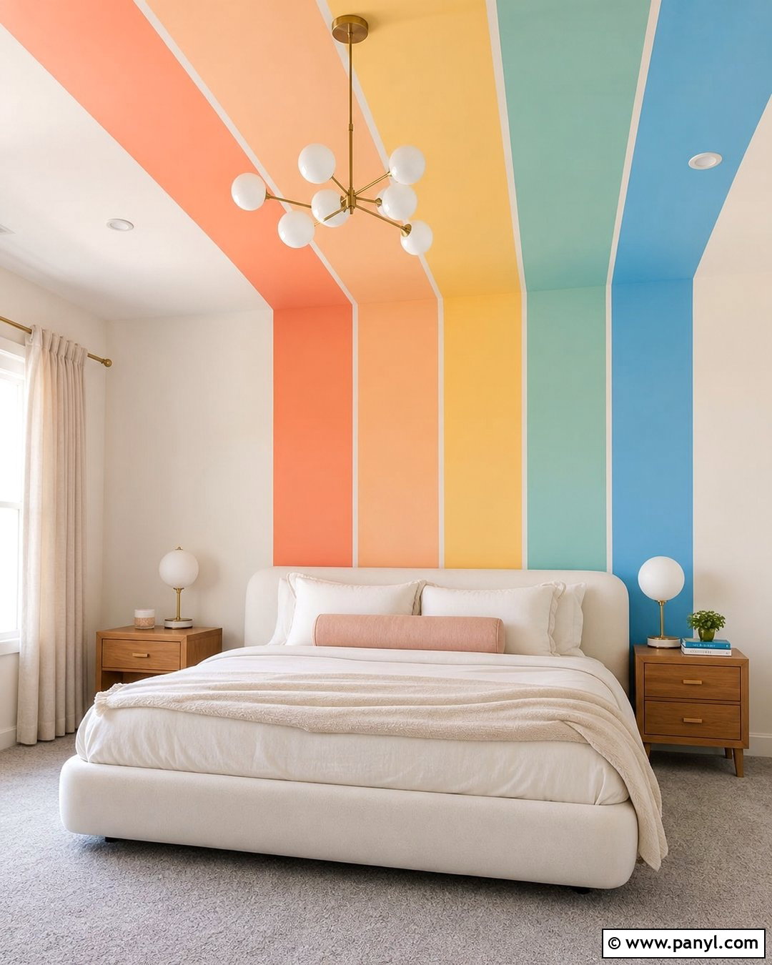 Ceiling Rainbow Stripe Wall - 30 Rainbow Stripe Wall Ideas