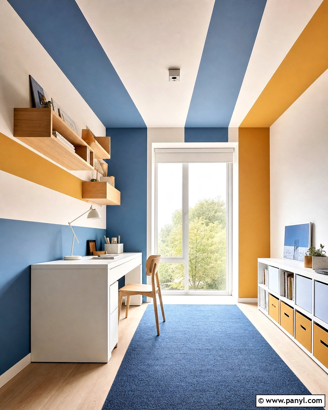 Ceiling To Wall Geometric Stripes - 20 geometric wall paint ideas