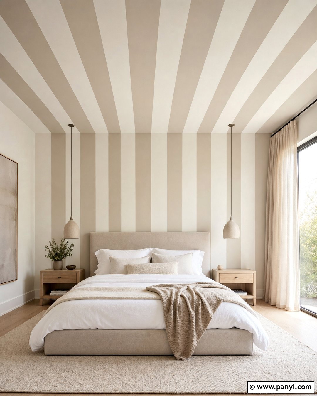 Ceiling To Wall Neutral Stripes - 20 Neutral Color Wall Stripes