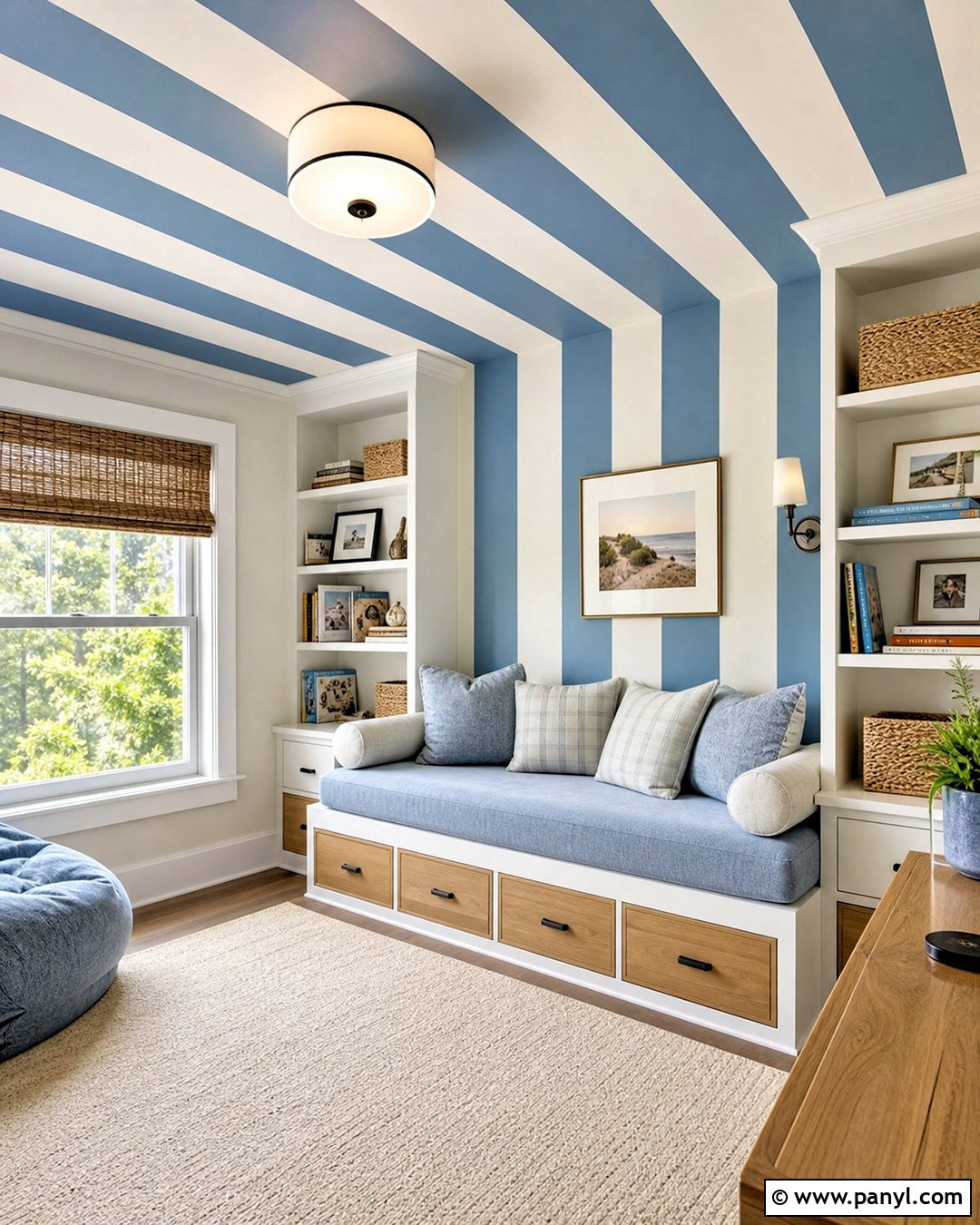 Ceiling To Wall Stripes - 20 diy striped wall ideas