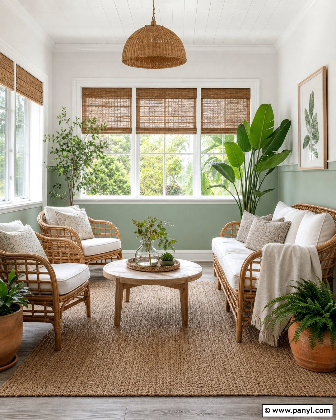 Celadon Green And White Sunroom Wall - 25 Half Green Half White Wall Ideas